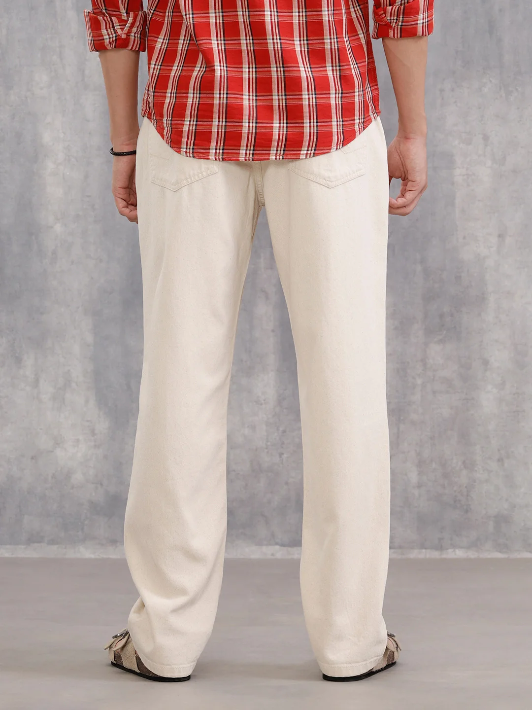 100% Cotton Anti Fit Jeans I Ecru| - Image 3