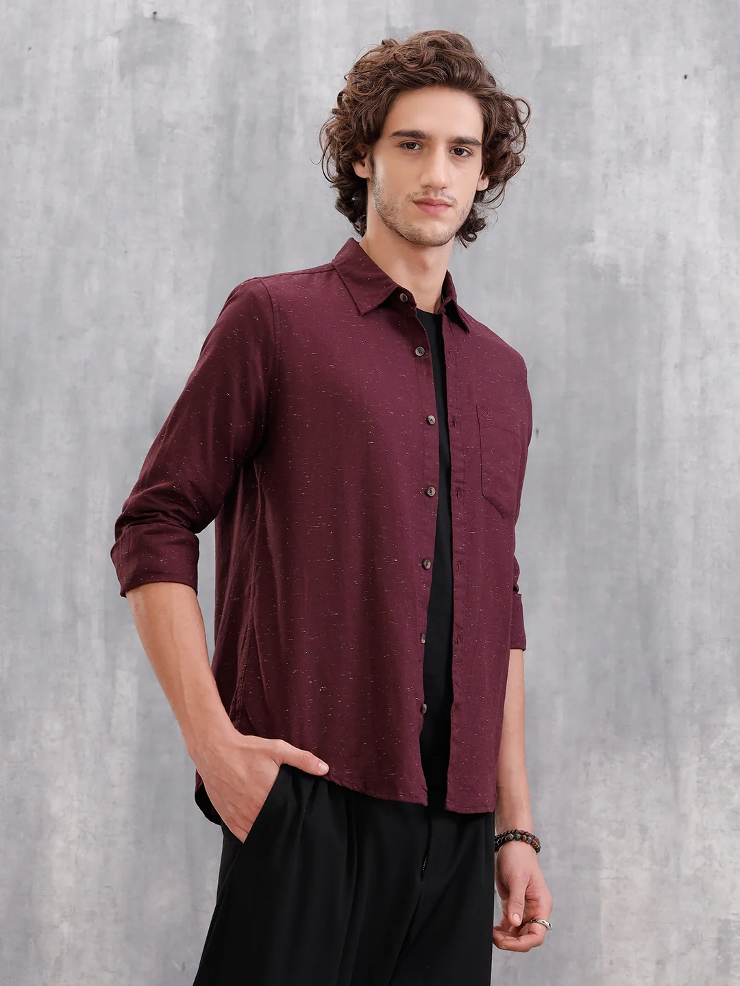 100% Cotton Enzyme Washed Regular Fit Shirt I Marron - Image 4