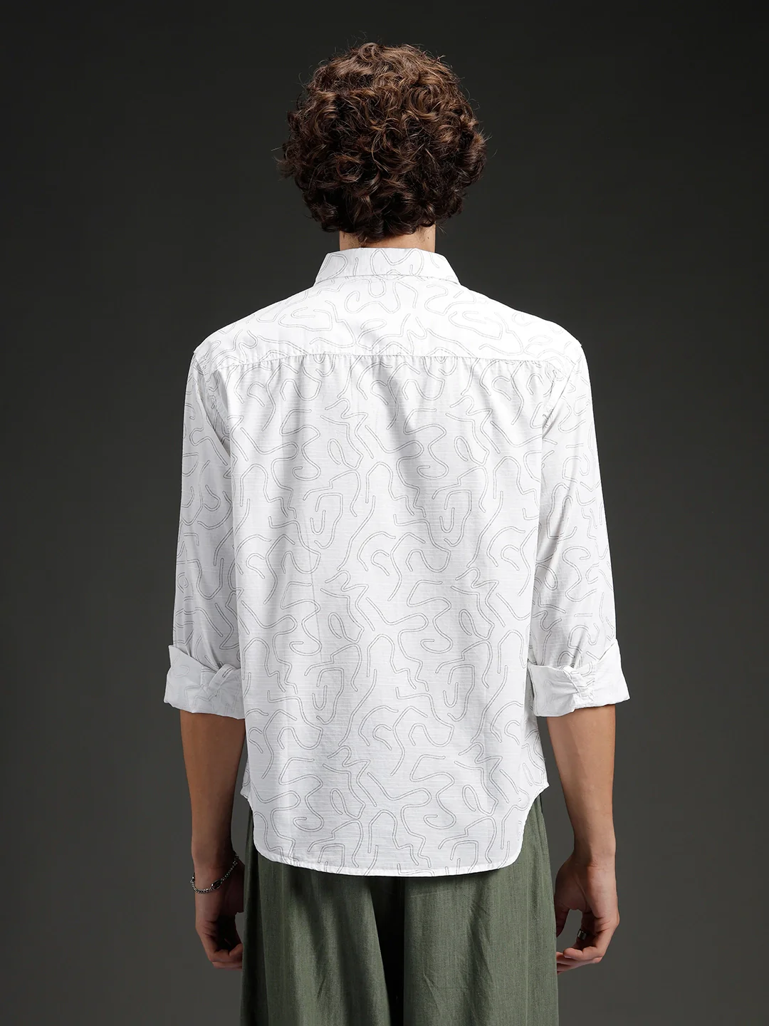 Abstarct aop printed casual comfort fit shirt | White - Image 3