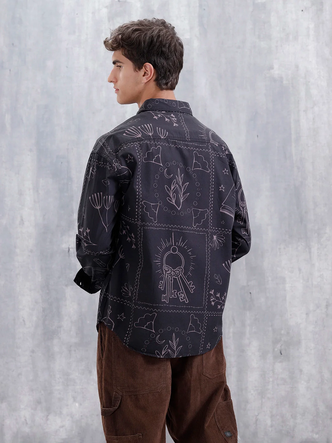 Abstract Aop Oversized Fit Casual Shirt | Black - Image 3