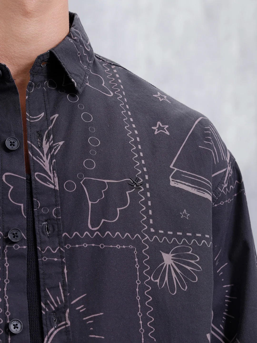 Abstract Aop Oversized Fit Casual Shirt | Black - Image 5