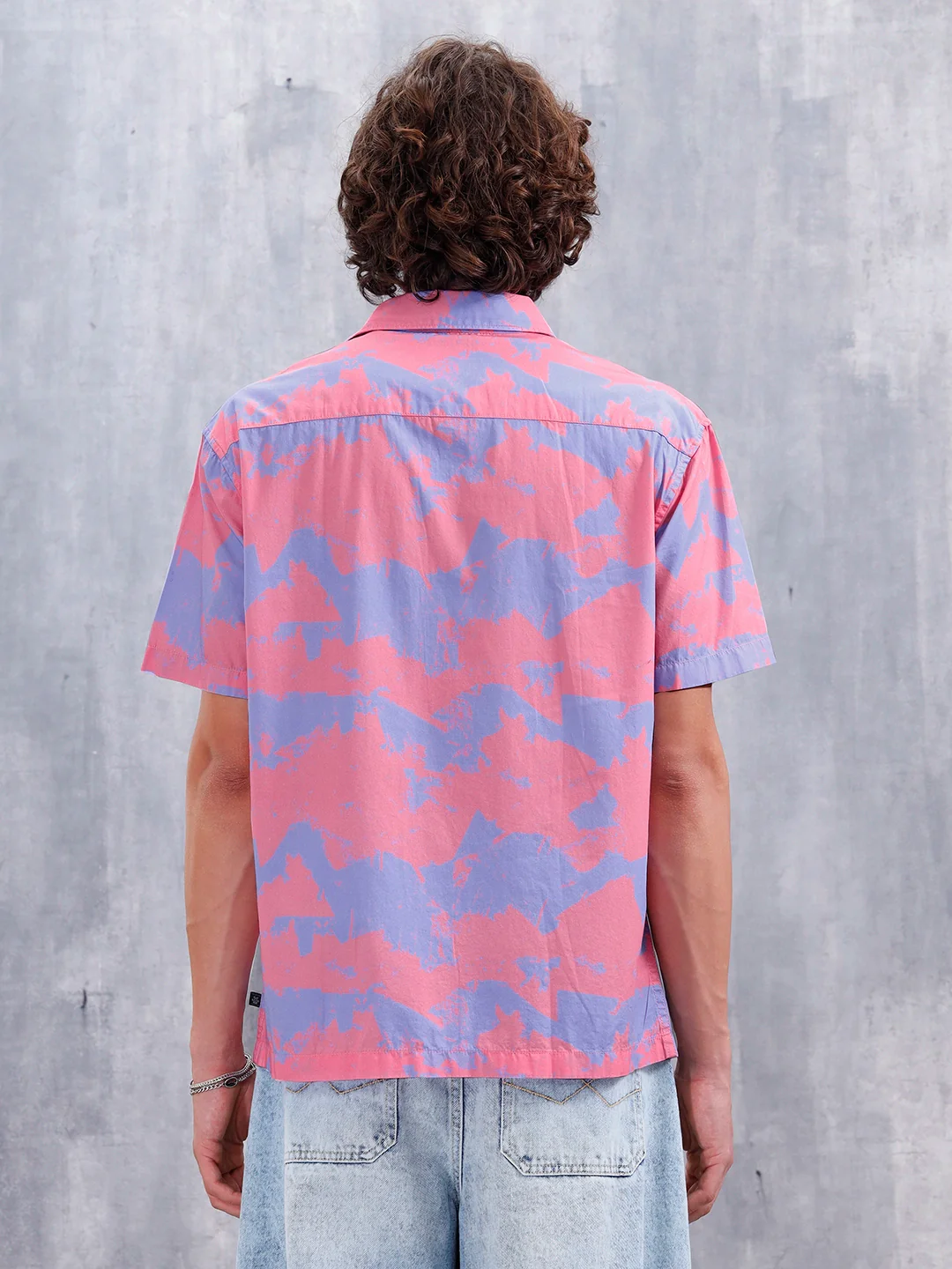 Abstract Aop Printed Comfort Fit Spread Collar Shirt | Pink - Image 3