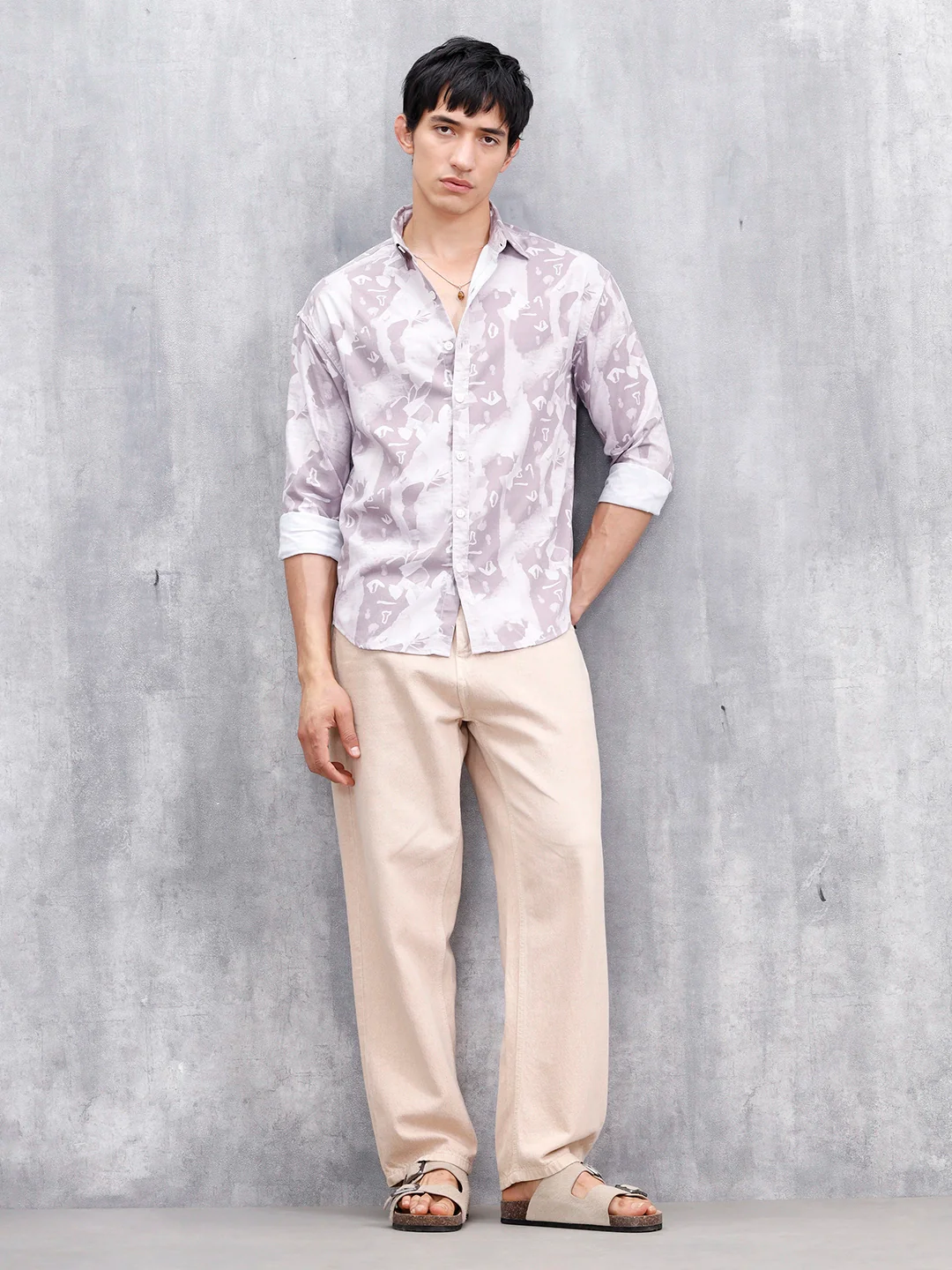 Abstract Aop Printed Oversized Fit Casual Shirt | Purple - Image 2
