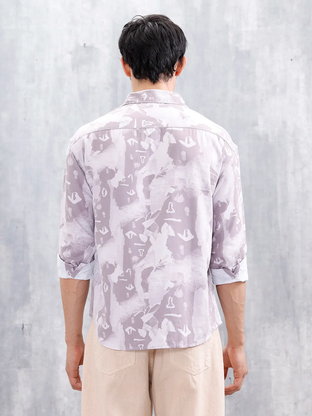Abstract Aop Printed Oversized Fit Casual Shirt | Purple - Image 3
