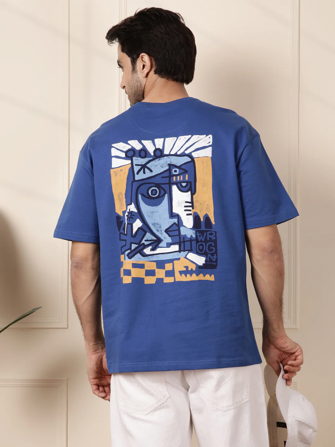 Heavy GSM Printed Faces T-Shirt | Blue - Image 4