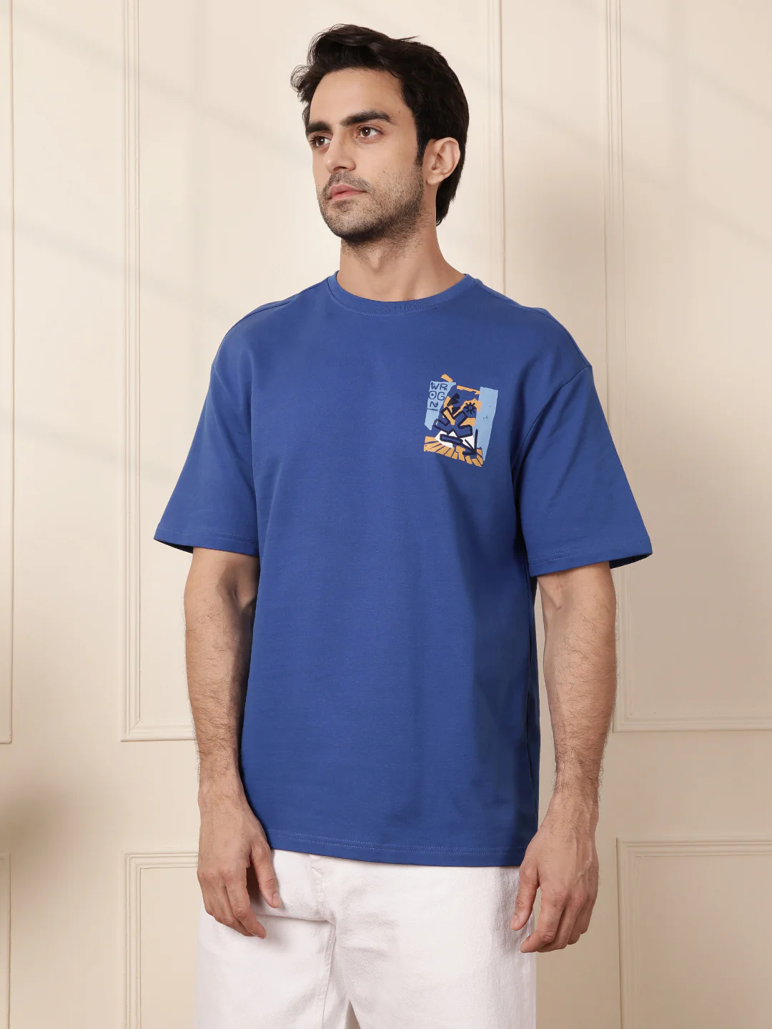 Heavy GSM Printed Faces T-Shirt | Blue - Image 5