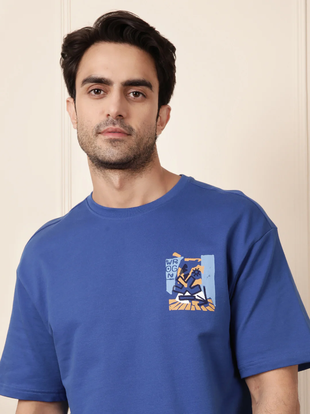 Heavy GSM Printed Faces T-Shirt | Blue - Image 7