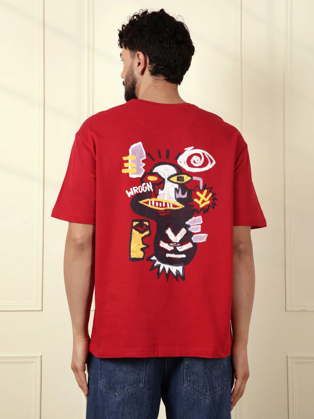 Heavy GSM Printed Oversized T-Shirt | Red - Image 3