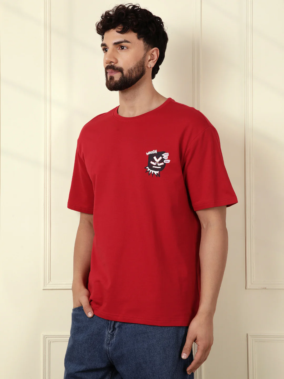 Heavy GSM Printed Oversized T-Shirt | Red - Image 4