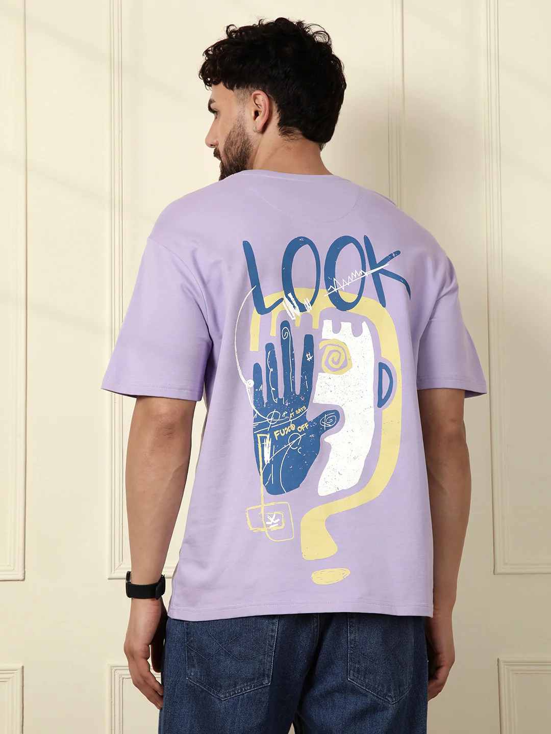 Heavy GSM Printed Faces T-Shirt | Purple - Image 4
