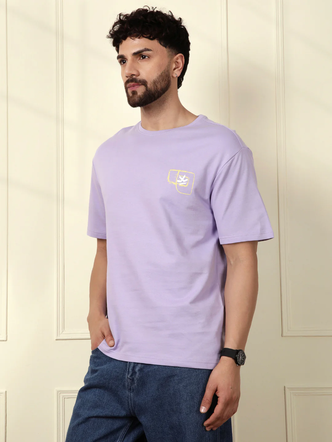 Heavy GSM Printed Faces T-Shirt | Purple - Image 5