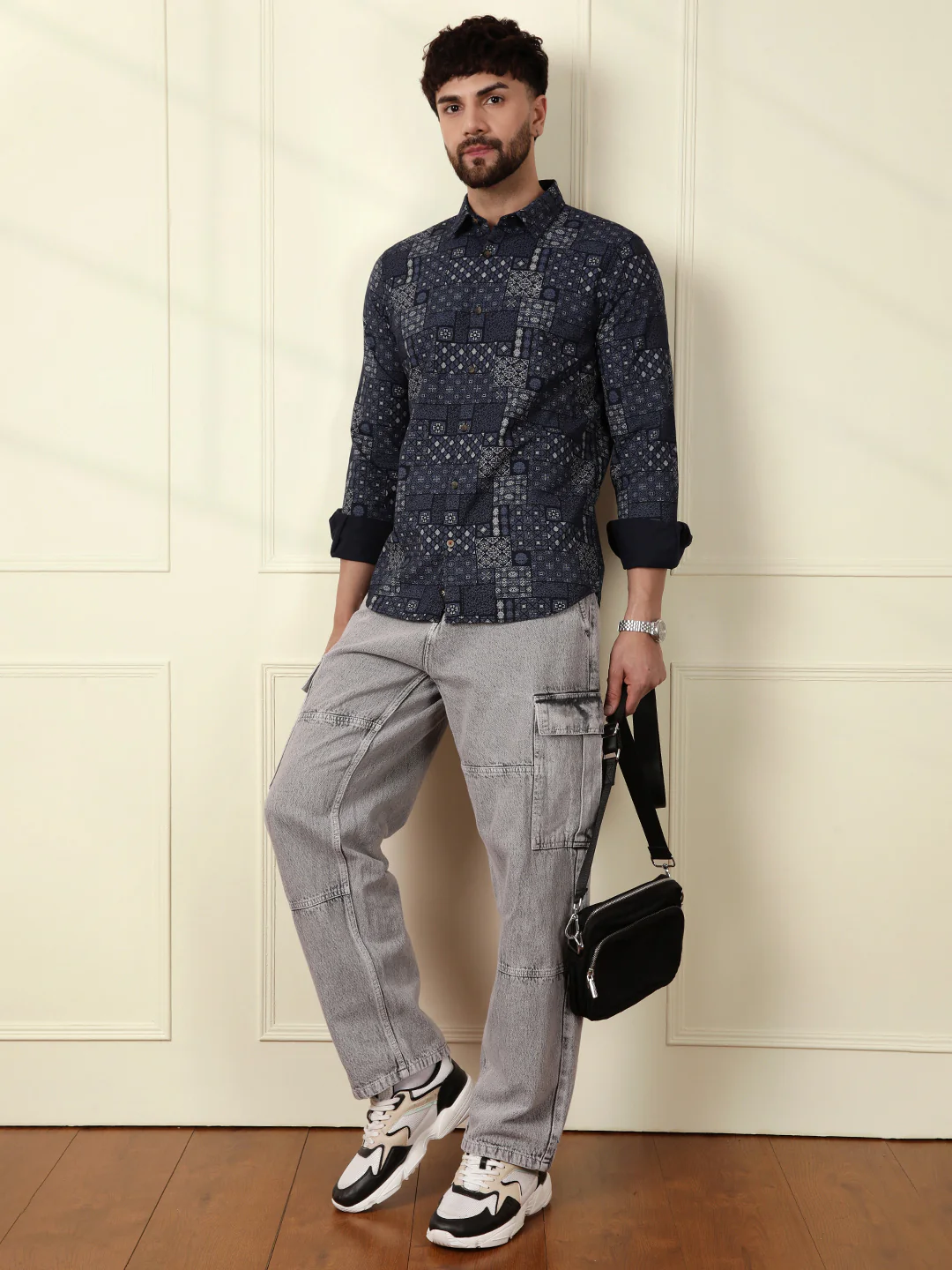 Abstract Patterns AOP Shirt | Navy Blue - Image 2