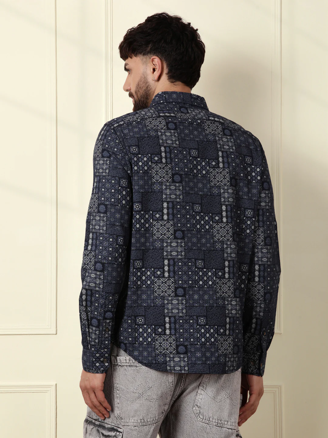 Abstract Patterns AOP Shirt | Navy Blue - Image 3