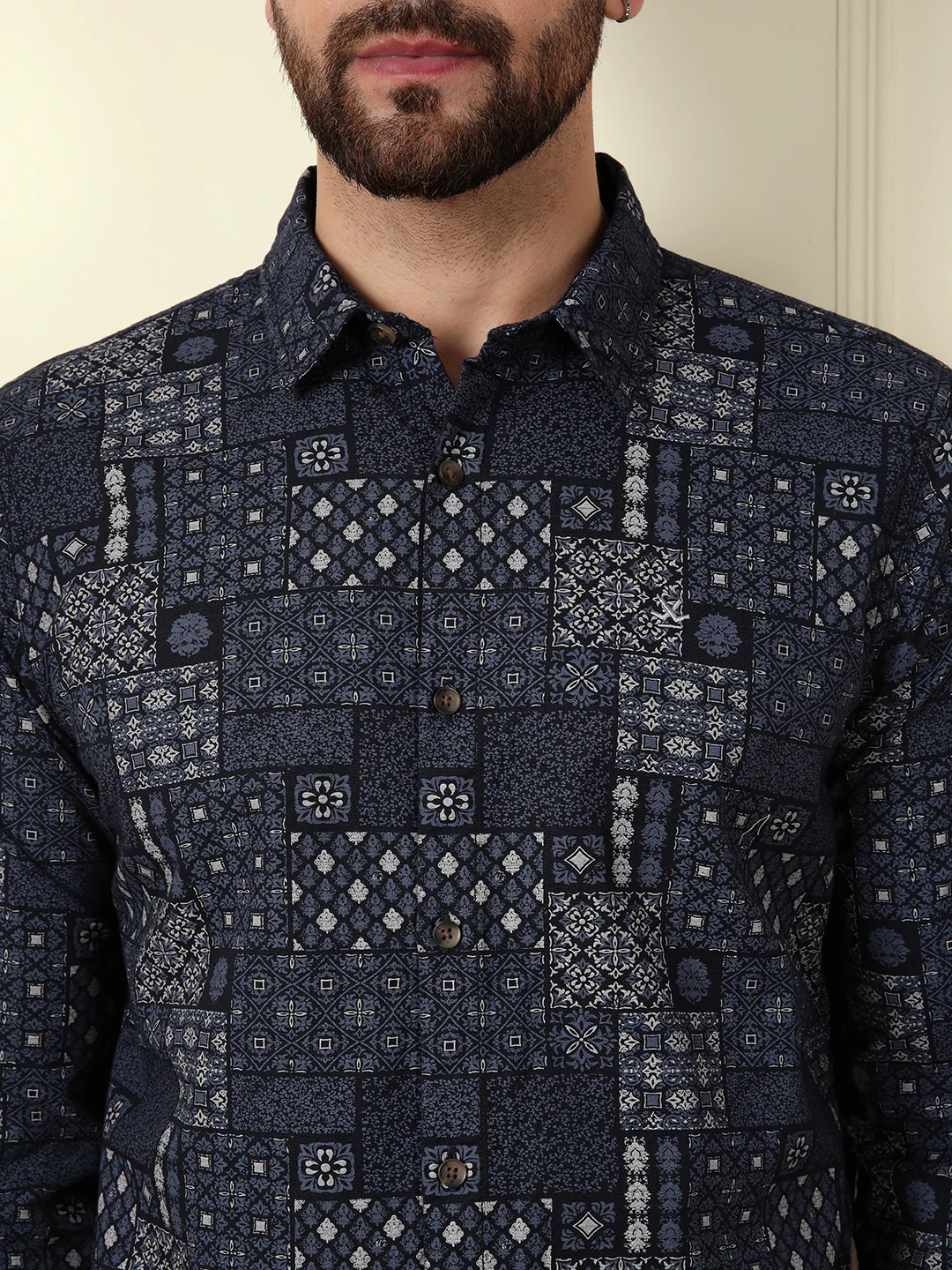 Abstract Patterns AOP Shirt | Navy Blue - Image 5