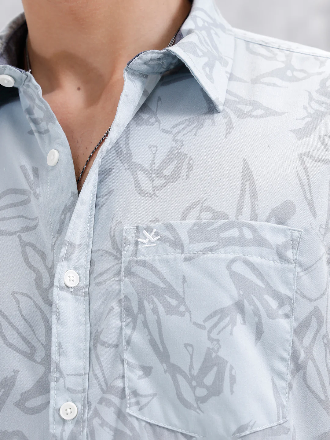 Abstract Floral Printed Slim Fit Shirt | Blue - Image 5