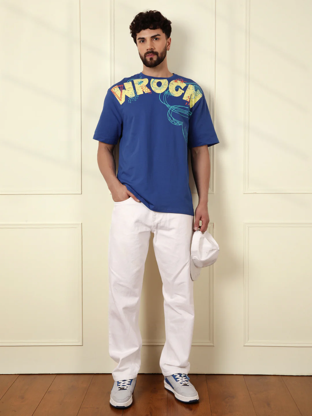Heavy GSM Placement Print T-Shirt | Blue - Image 3