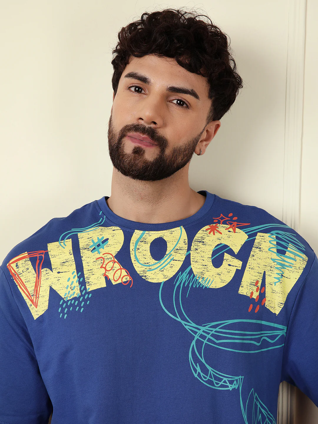 Heavy GSM Placement Print T-Shirt | Blue - Image 7