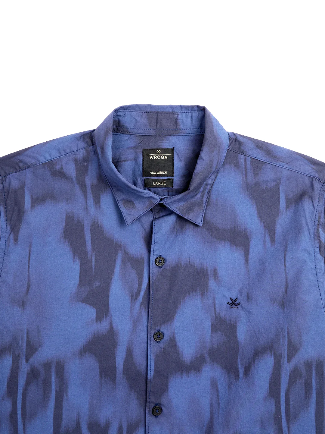 Abstract Navy Satin Printed Shirt - Image 9