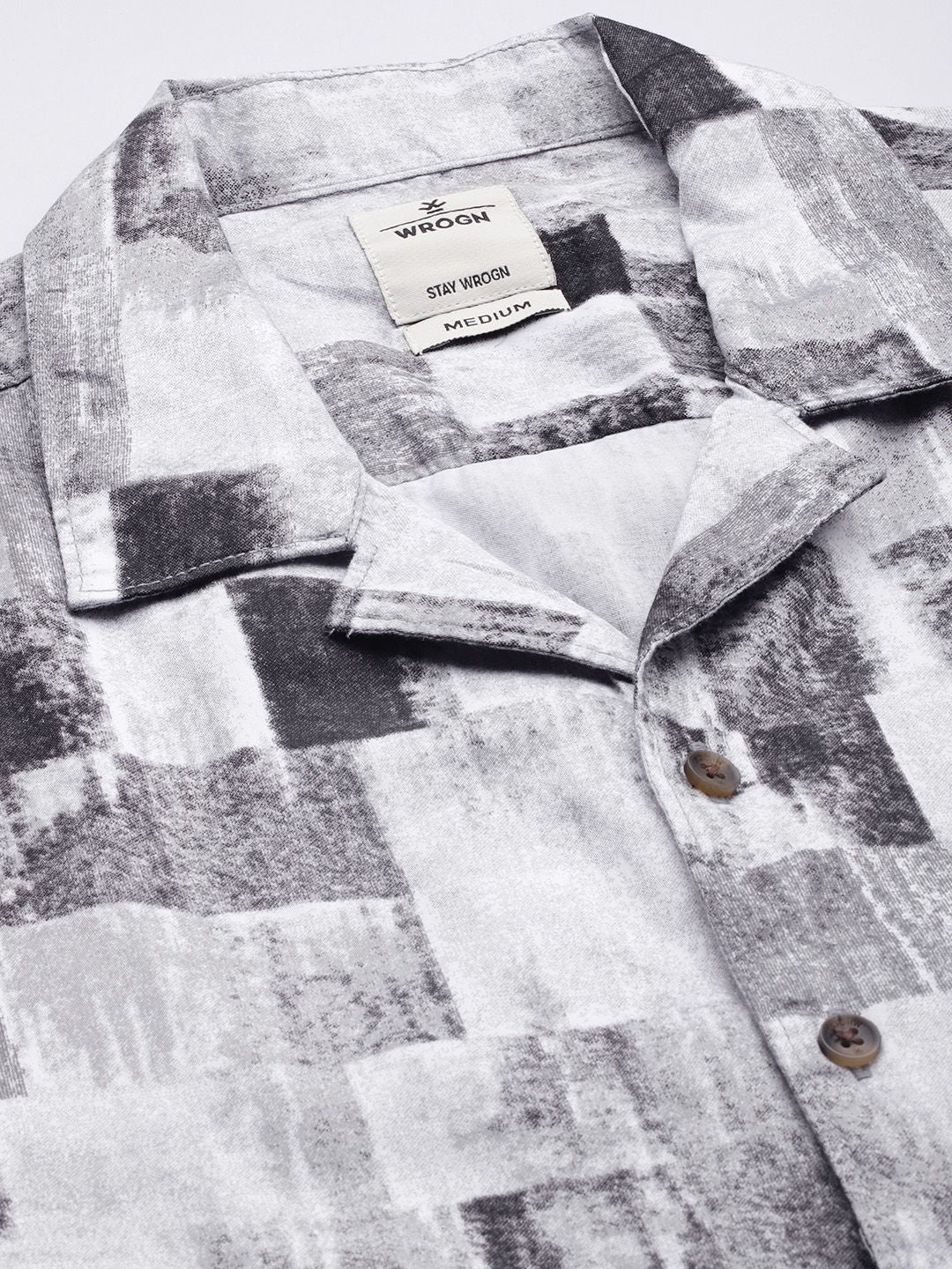 Abstract Plain Grey AOP Shirt - Image 7