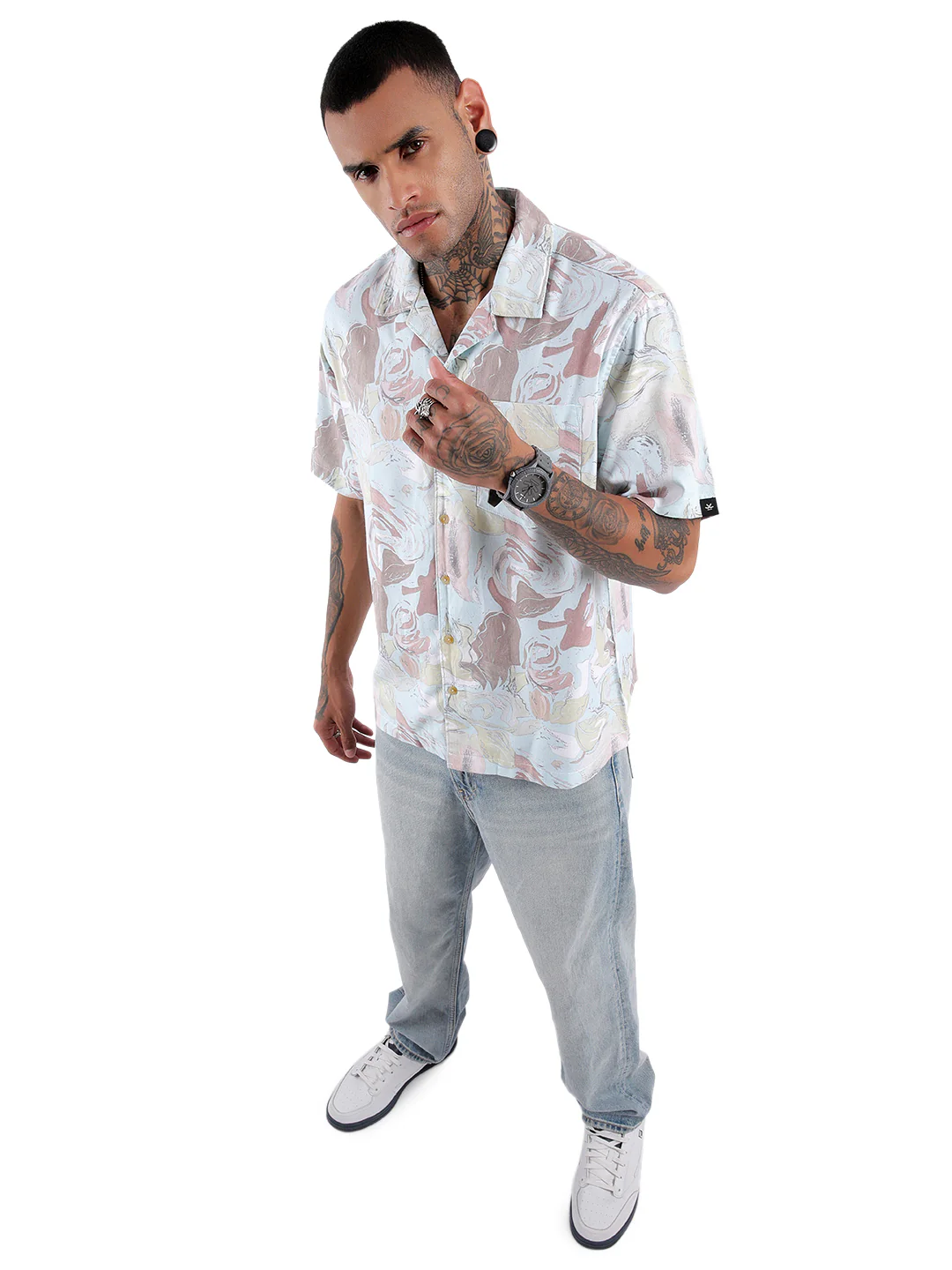 Abstract Print Resort Collar Shirt - Image 2
