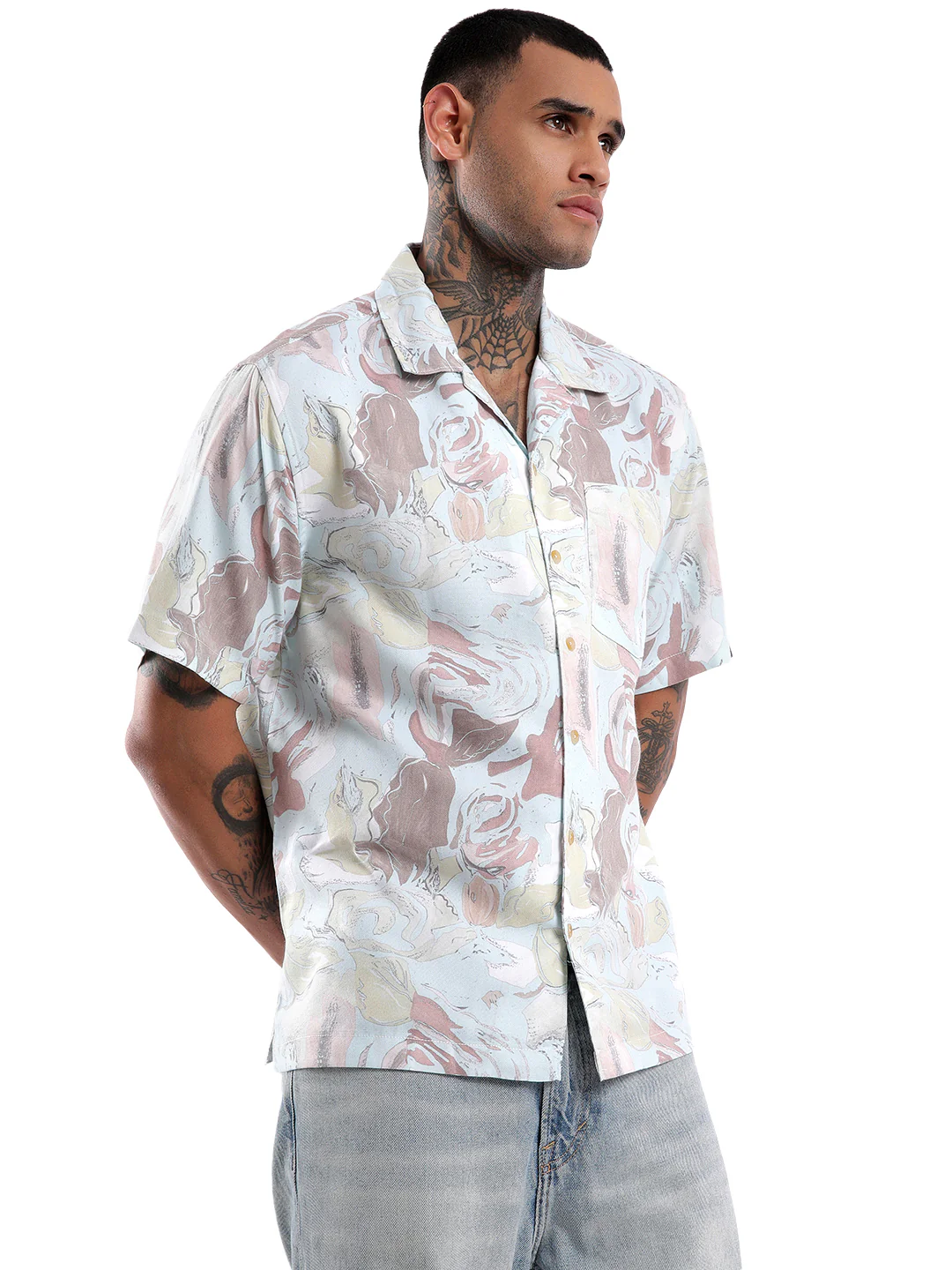 Abstract Print Resort Collar Shirt - Image 4