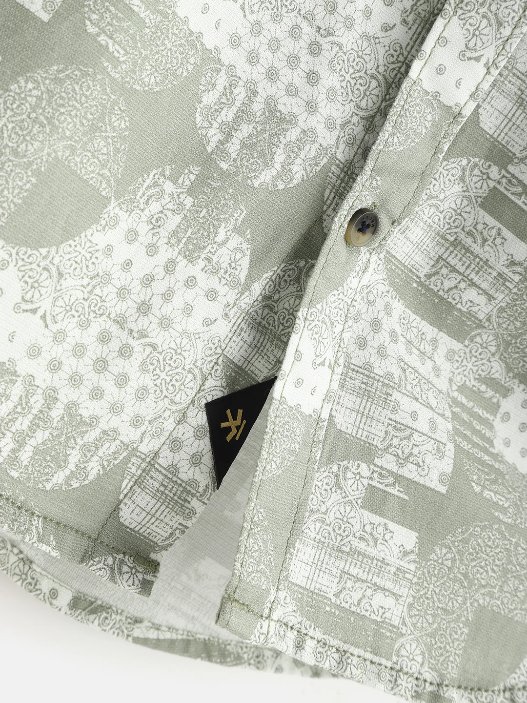 Abstract Printed Slim Fit Shirt | Green - Image 5