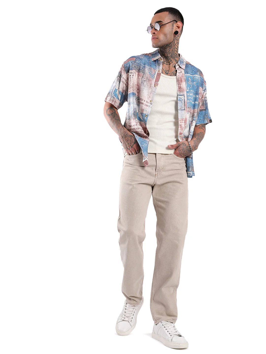 Abstract Printed Viscose Shirt - Image 3