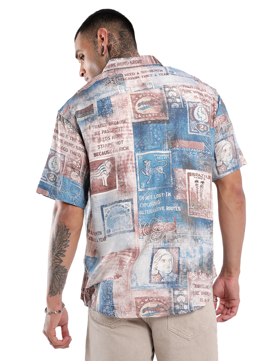 Abstract Printed Viscose Shirt - Image 4
