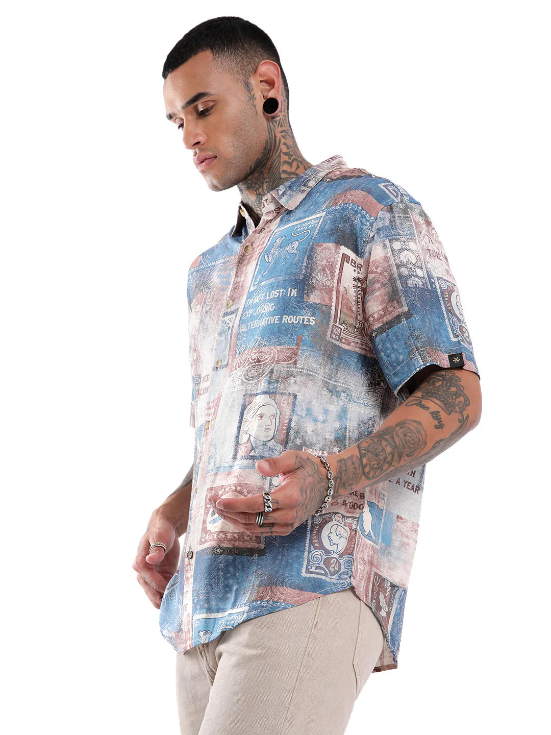 Abstract Printed Viscose Shirt - Image 5