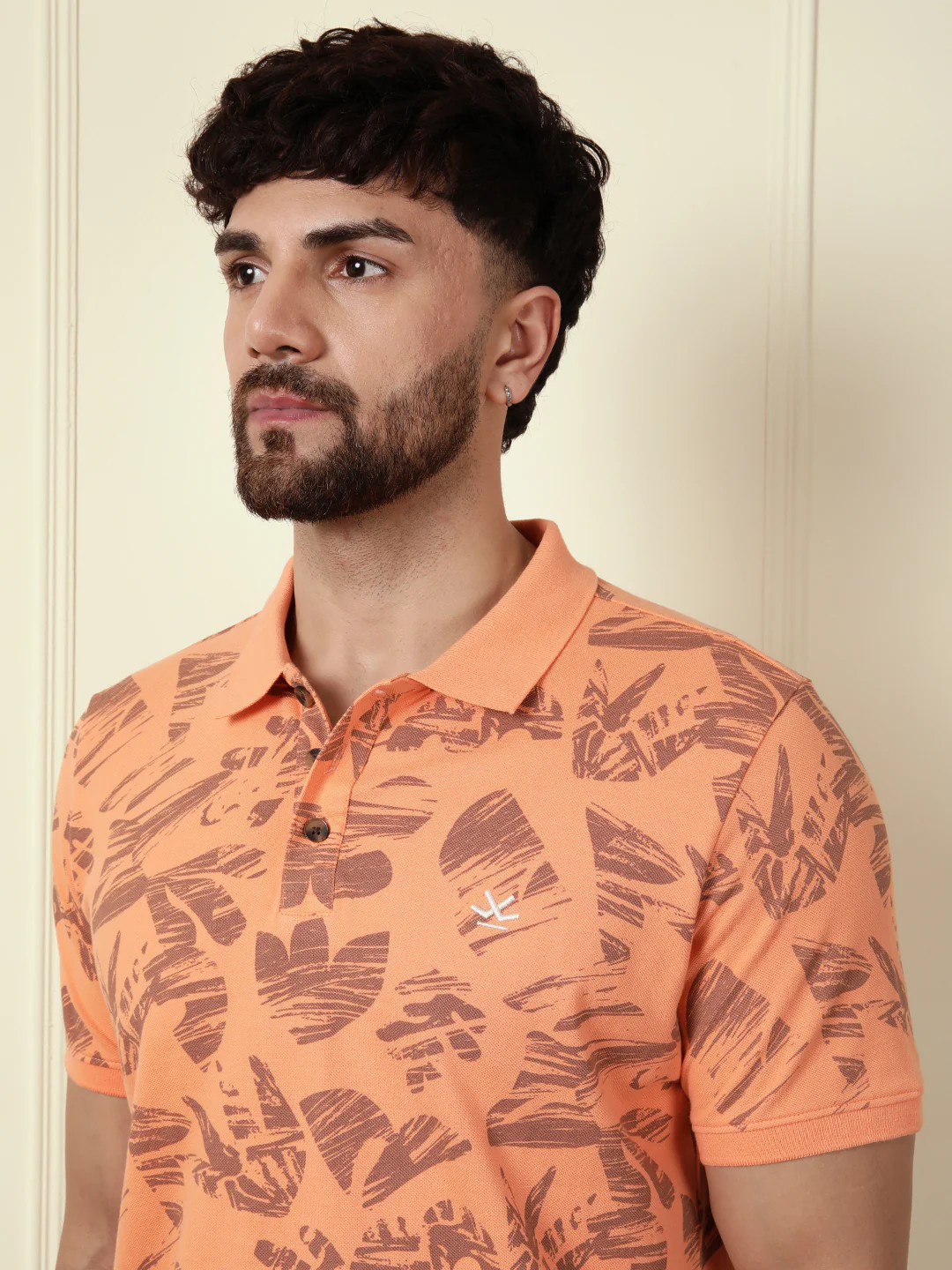 Casual Abstract AOP Polo T-Shirt | Peach - Image 5