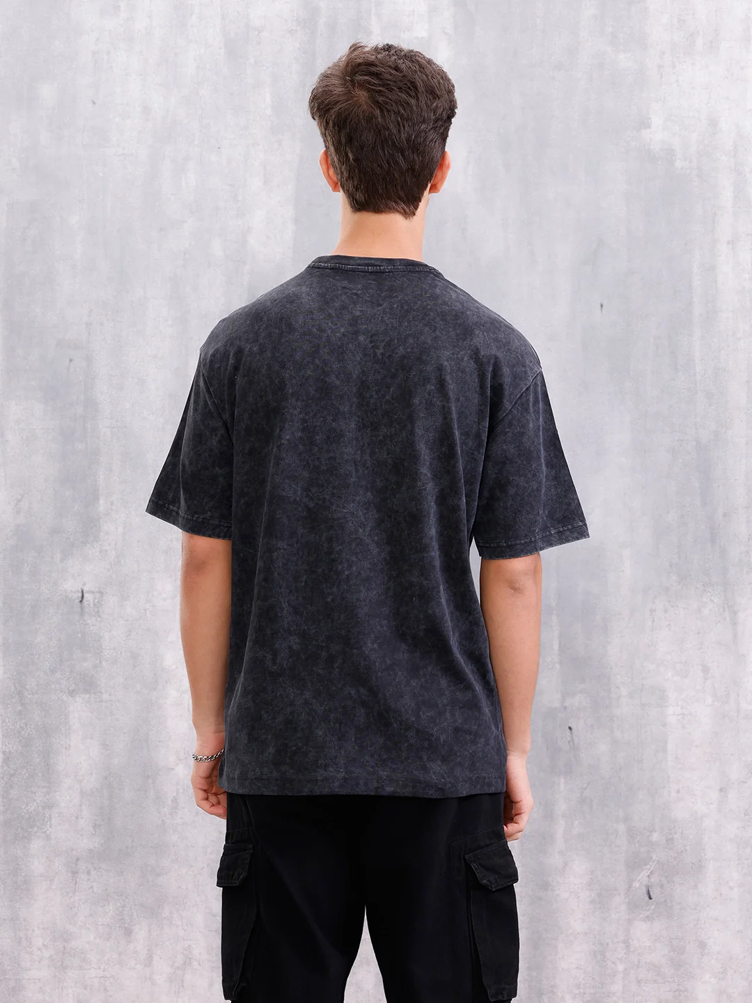 Acid Washed Retro Graphic Printed Oversized Fit Tshirt | Black - Image 3