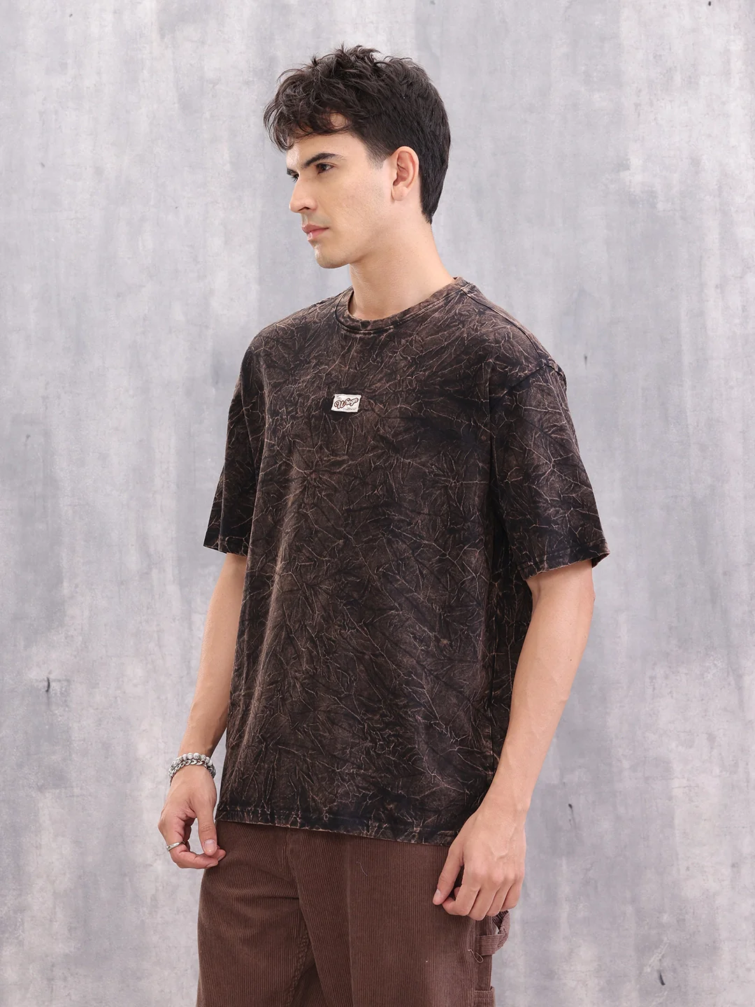 Acid Washed Retro Look Oversized Fit T-Shirt With Branding | Black - Image 4