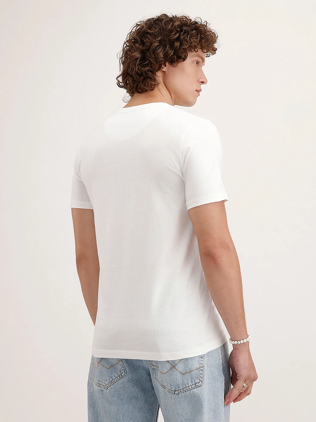 Slim Fit Placement Printed T-Shirt | White - Image 3
