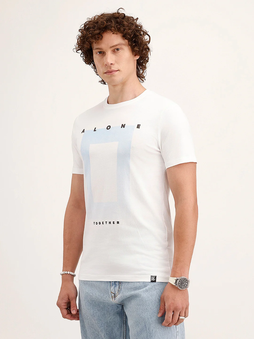 Slim Fit Placement Printed T-Shirt | White - Image 4