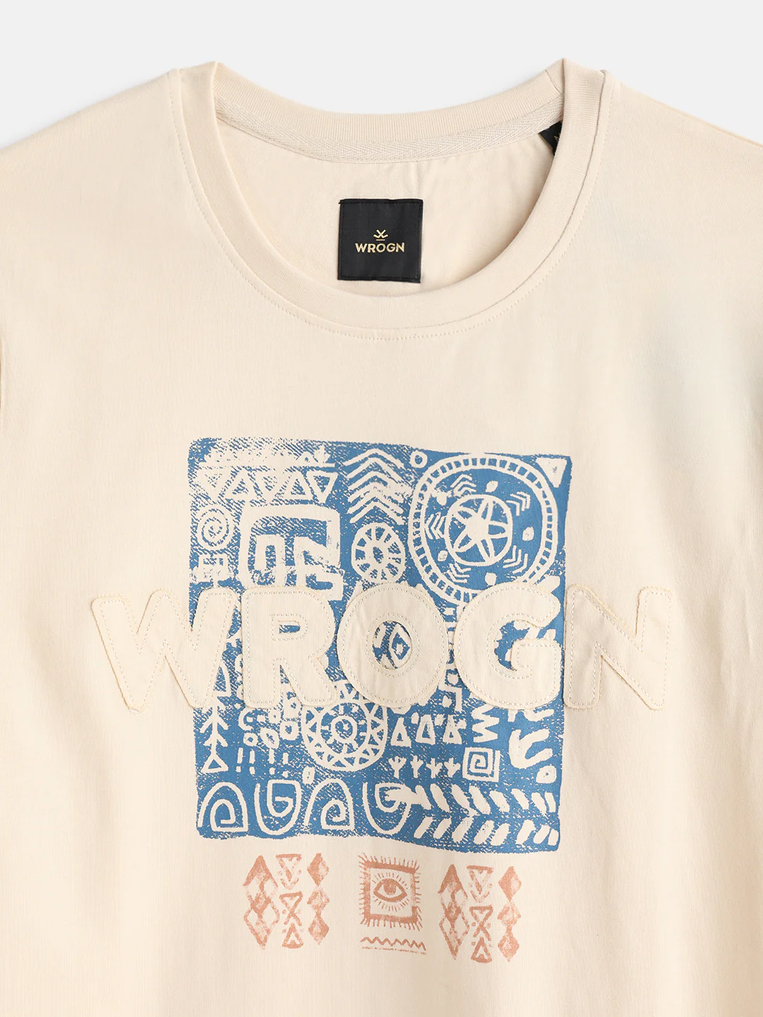 Ancient Markings Inspired Brand Carrier Slim Fit T-Shirt | Beige - Image 3