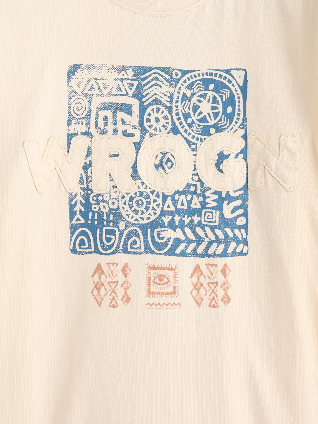 Ancient Markings Inspired Brand Carrier Slim Fit T-Shirt | Beige - Image 9
