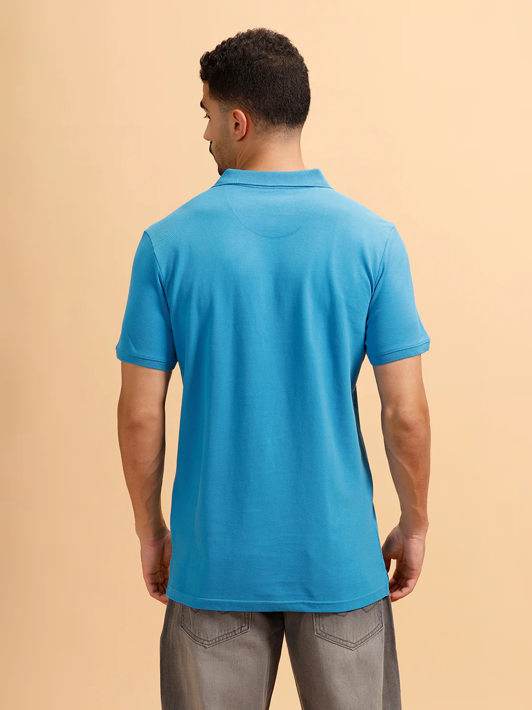 Angular Stripes Slim Fit Polo T-Shirt | Blue - Image 3