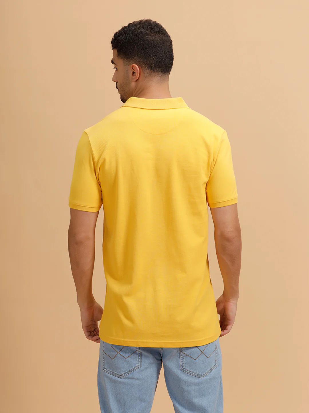 Angular Stripes Slim Fit Polo T-Shirt | Yellow - Image 3