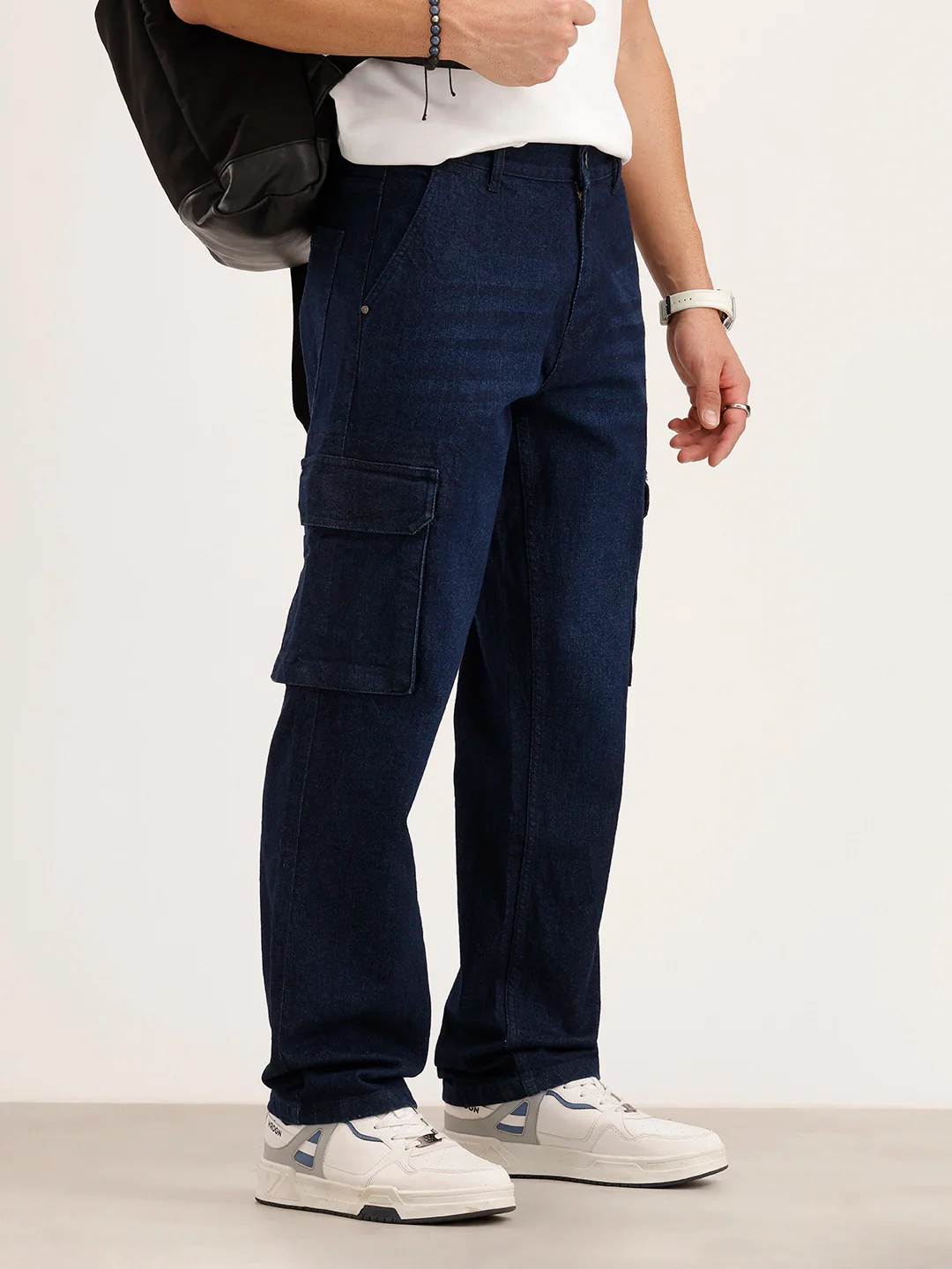 Anti Fit Cargo Denim Jeans | Dark Blue