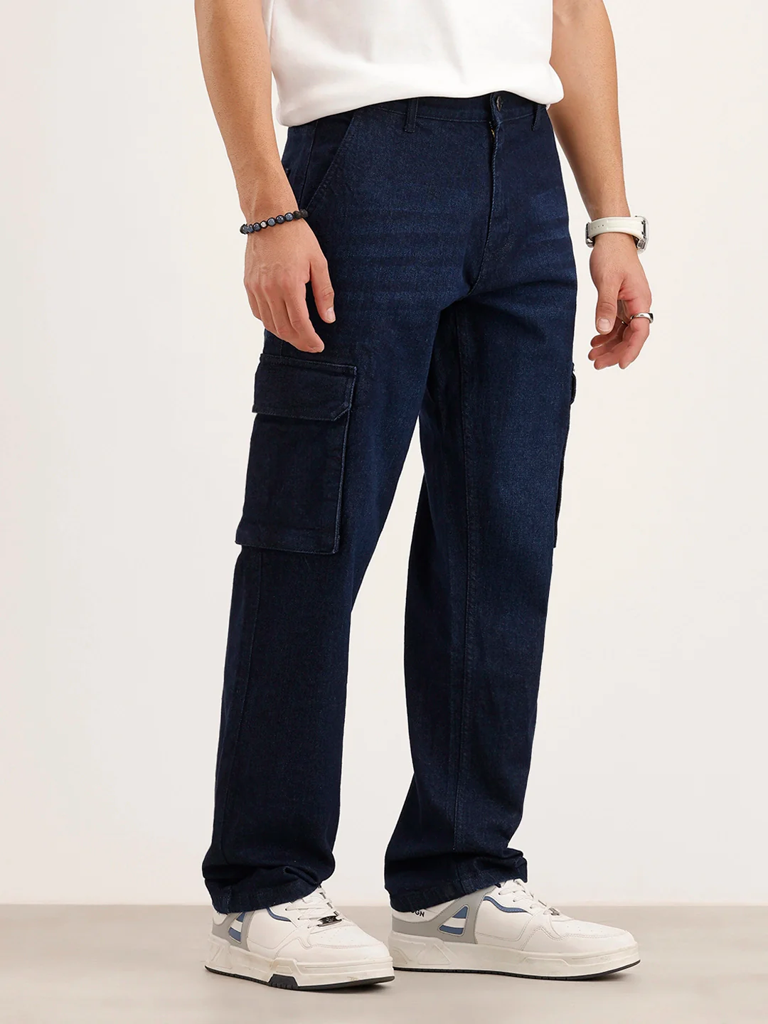 Anti Fit Cargo Denim Jeans | Dark Blue - Image 4