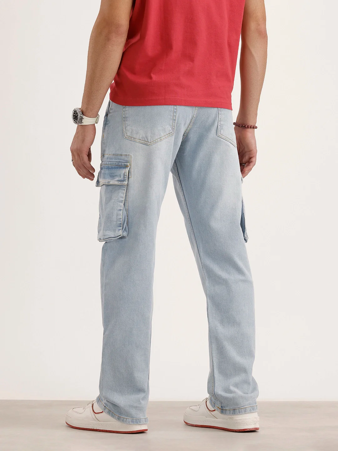 Anti Fit Cargo Denim Jeans | Light Blue - Image 3