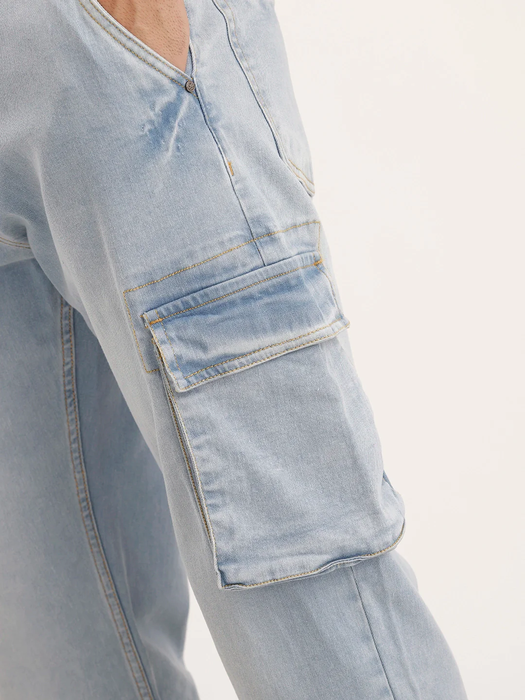 Anti Fit Cargo Denim Jeans | Light Blue - Image 6