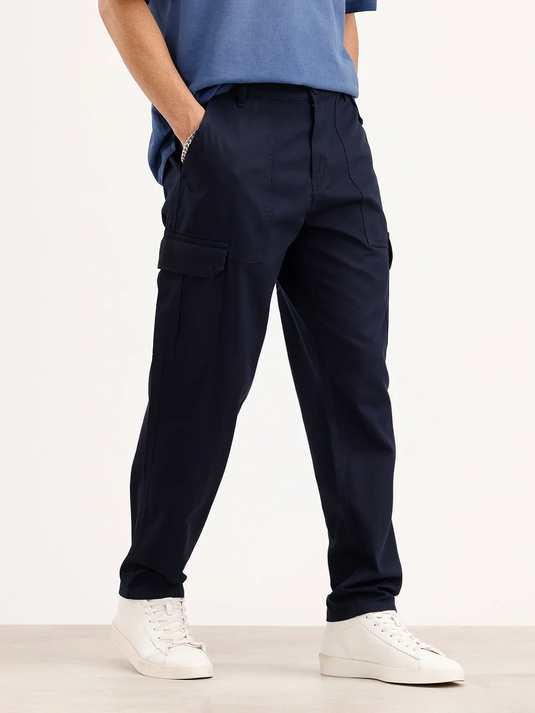 Anti Fit Cargo Trouser | Navy Blue - Image 4