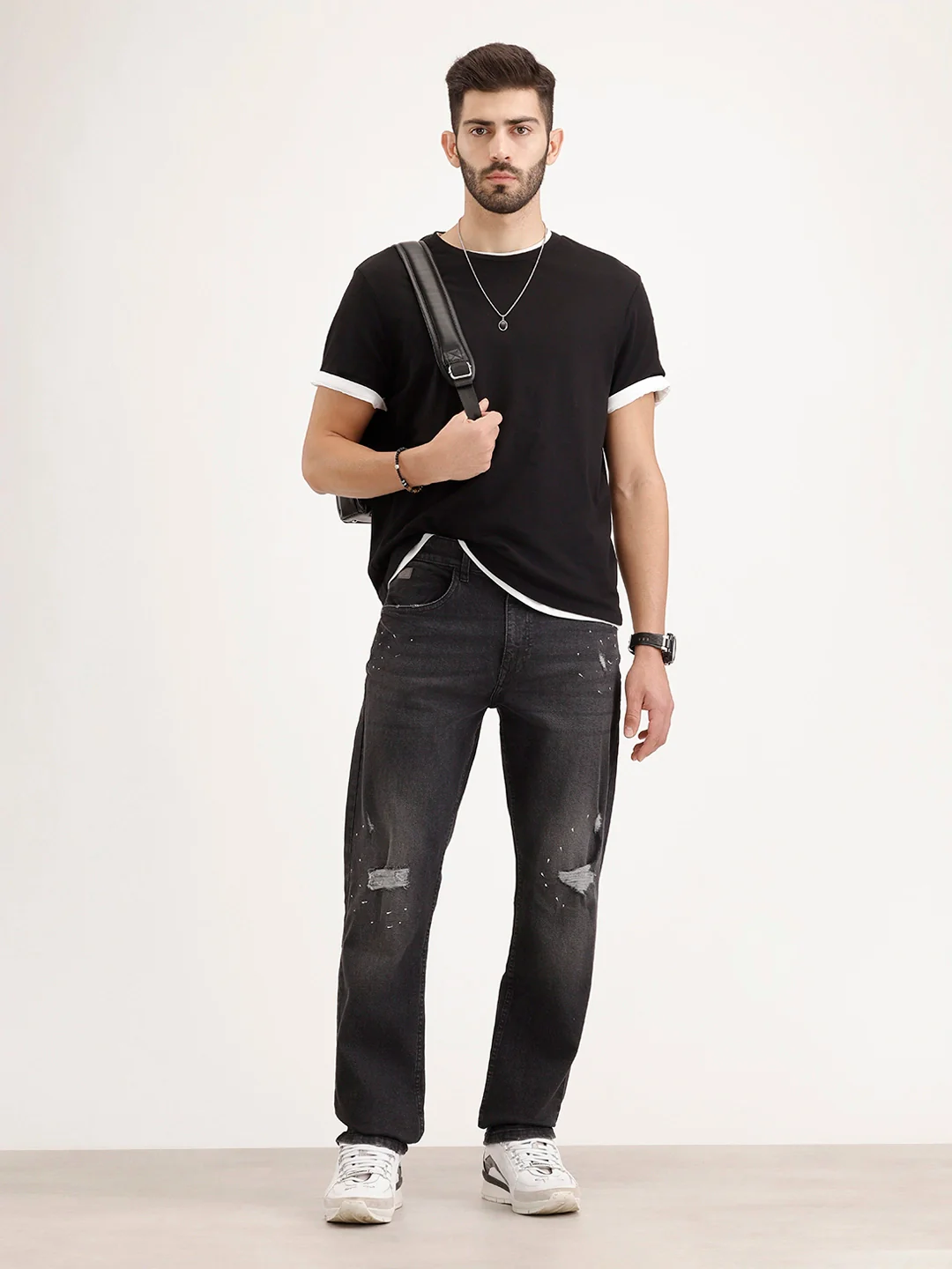 Anti Fit Distressed Denim Jeans | Black - Image 2