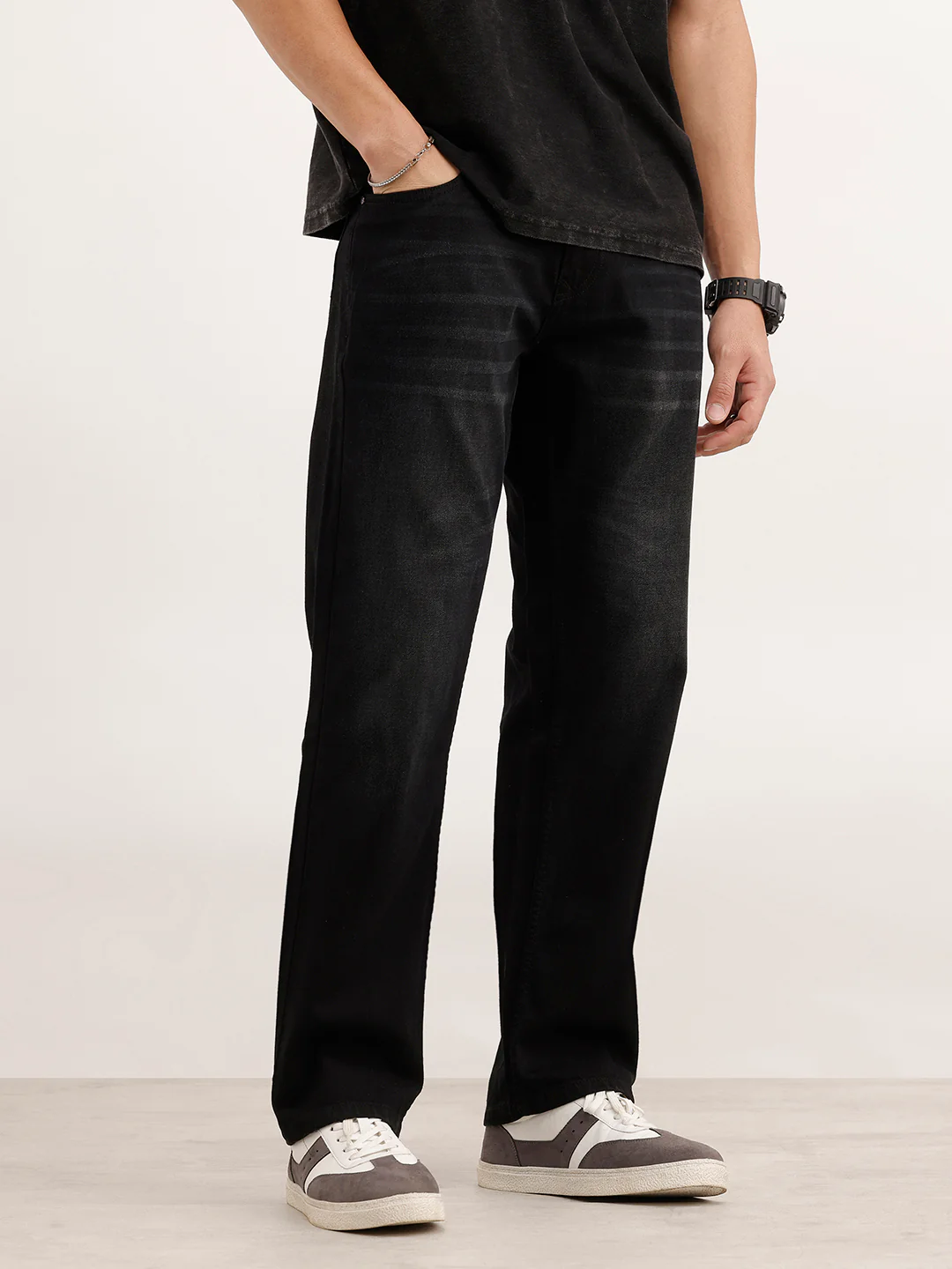 Anti Fit Faded Denim Jeans  | Black - Image 4