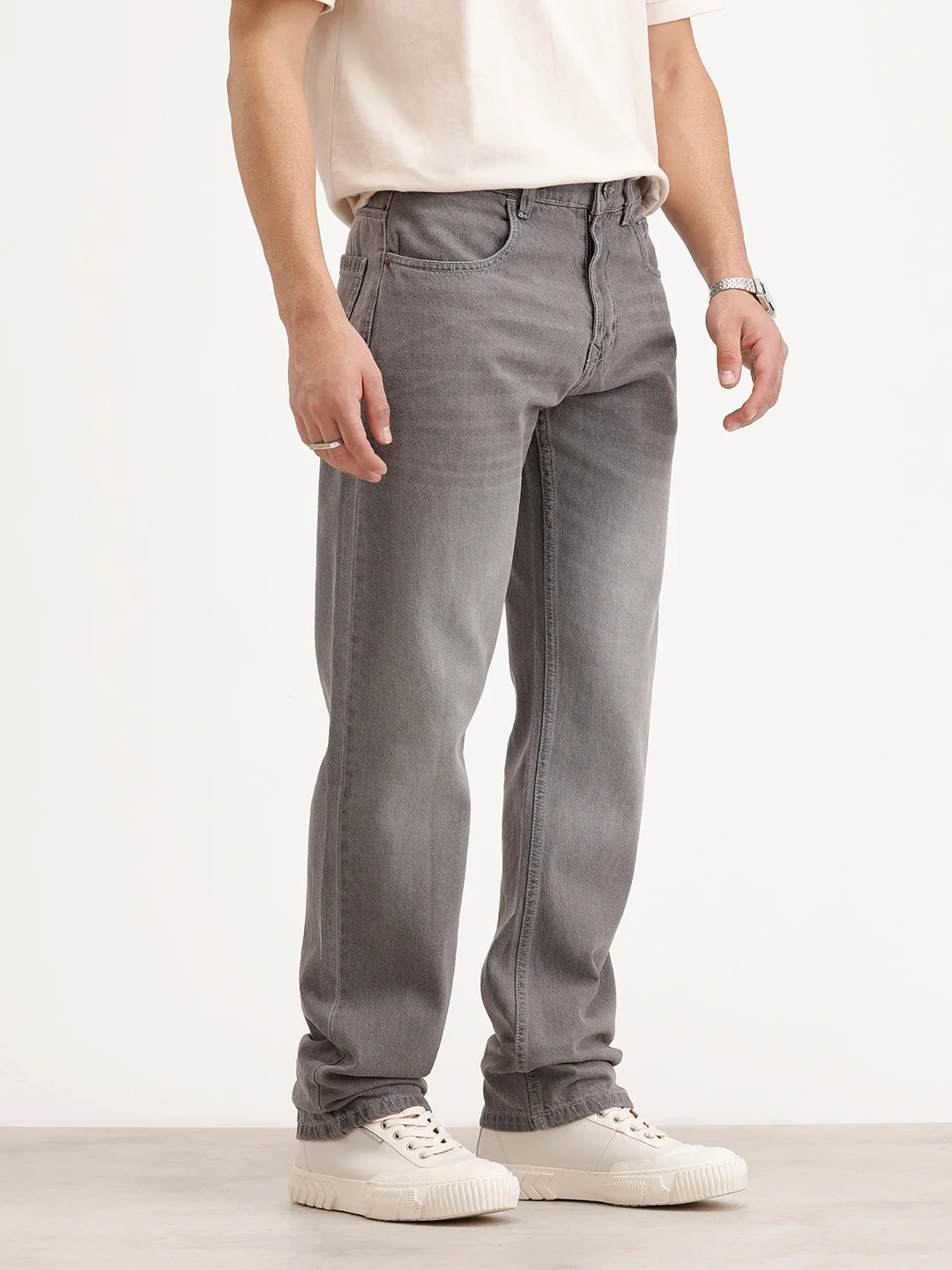 Anti Fit Faded Denim Jeans | Grey - Image 4