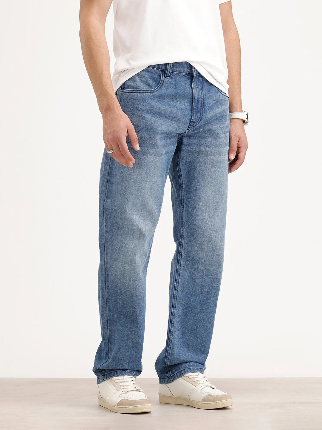 Anti Fit Faded Denim Jeans | Light Blue - Image 4