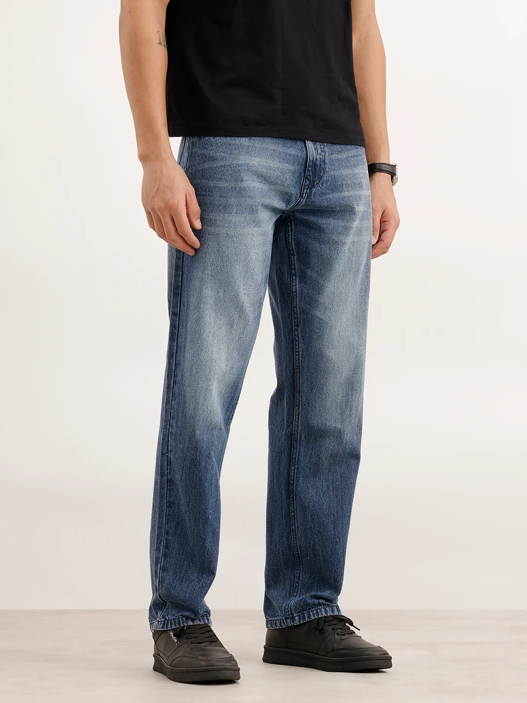 Anti Fit Faded Denim Jeans  | Light Blue - Image 4