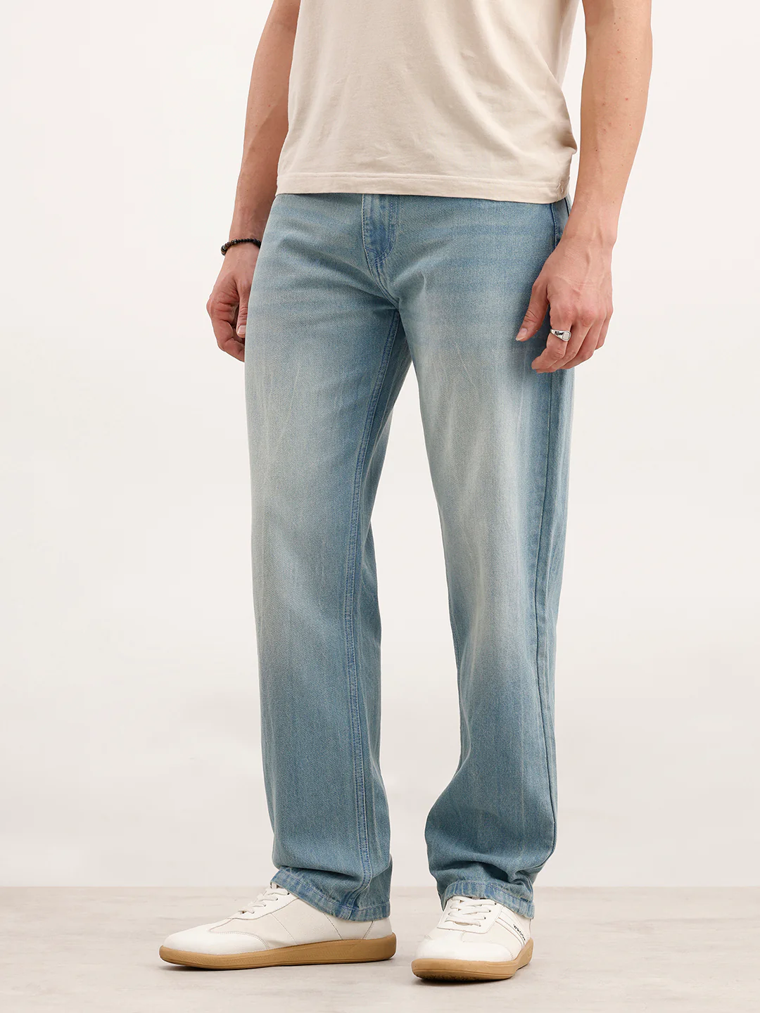 Anti Fit Faded Denim Jeans  | Light Blue - Image 4