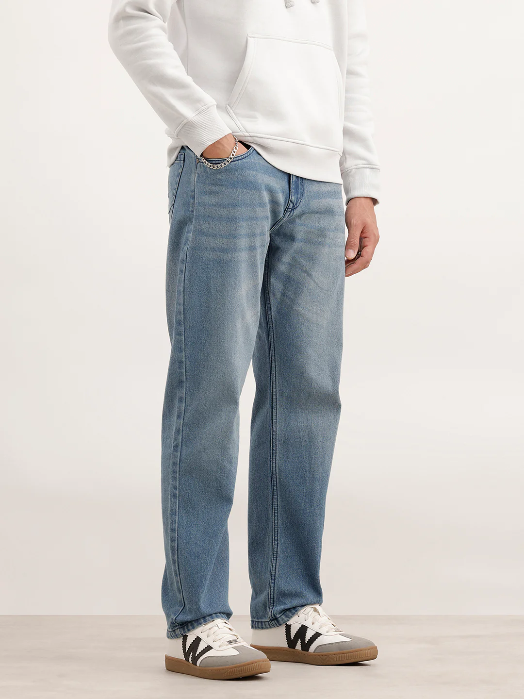 Anti Fit Faded Denim Jeans  | Light Blue - Image 4